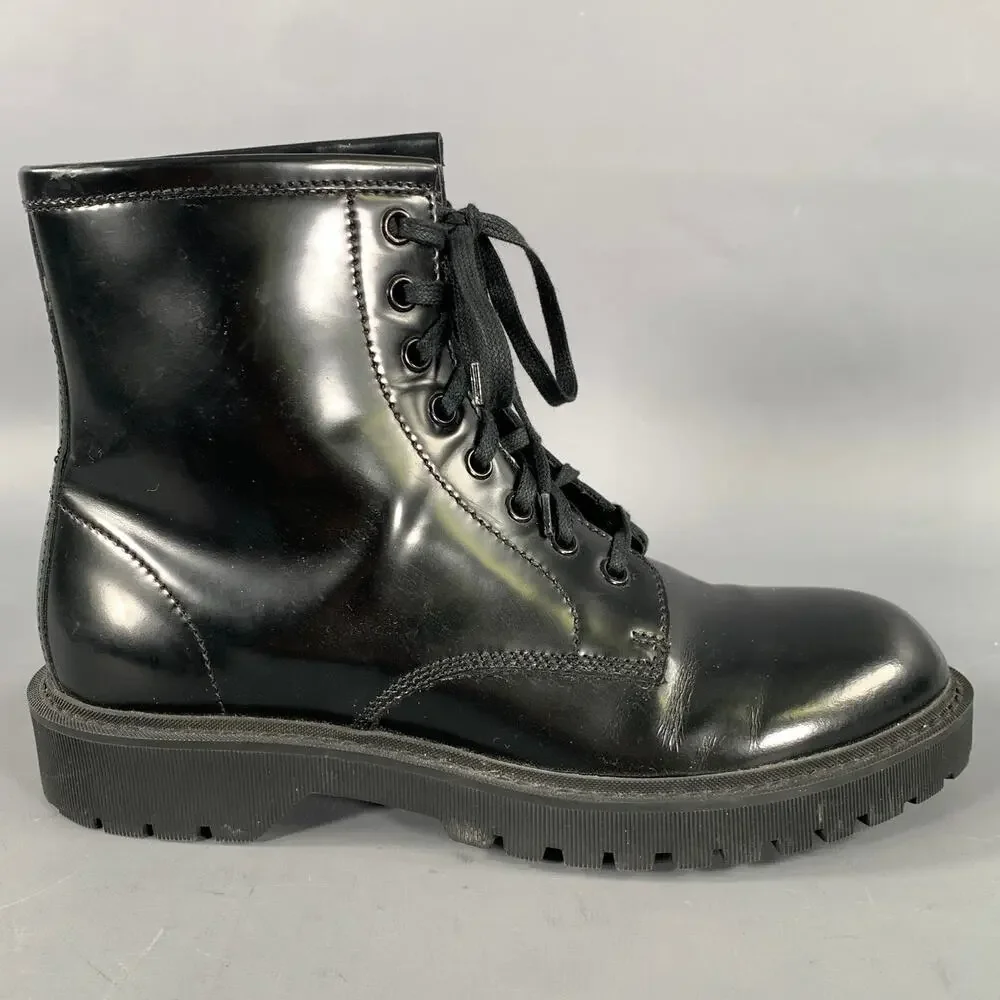 SAINT LAURENT Size 7 Black Leather Lace Up Boots